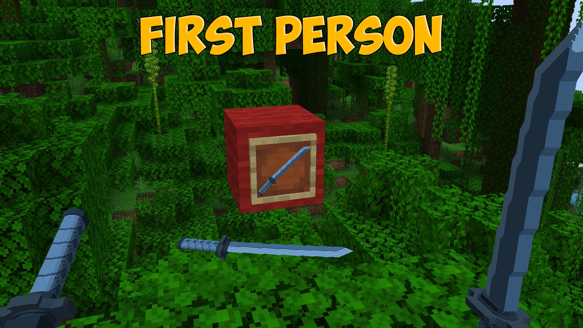 Urokodaki katana from Demon Slayer in Minecraft: first-person view, framed, and on the ground - resource pack preview